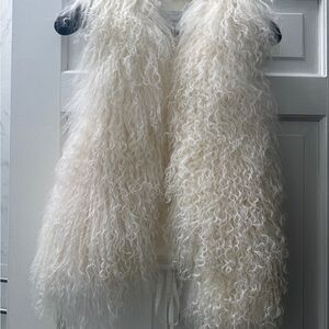 Real Fur Cream White Fur Vest | Apres Ski Vest Patrizia Luca Cream Faux Fur Vest